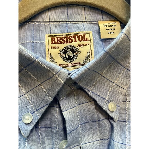 Resistol Light Blue Long Sleeve Button Up Shirt Medium - Picture 7 of 7